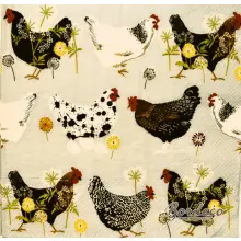 Serwetka do decoupage kolorowe kury 33x33 IHR Unikat
